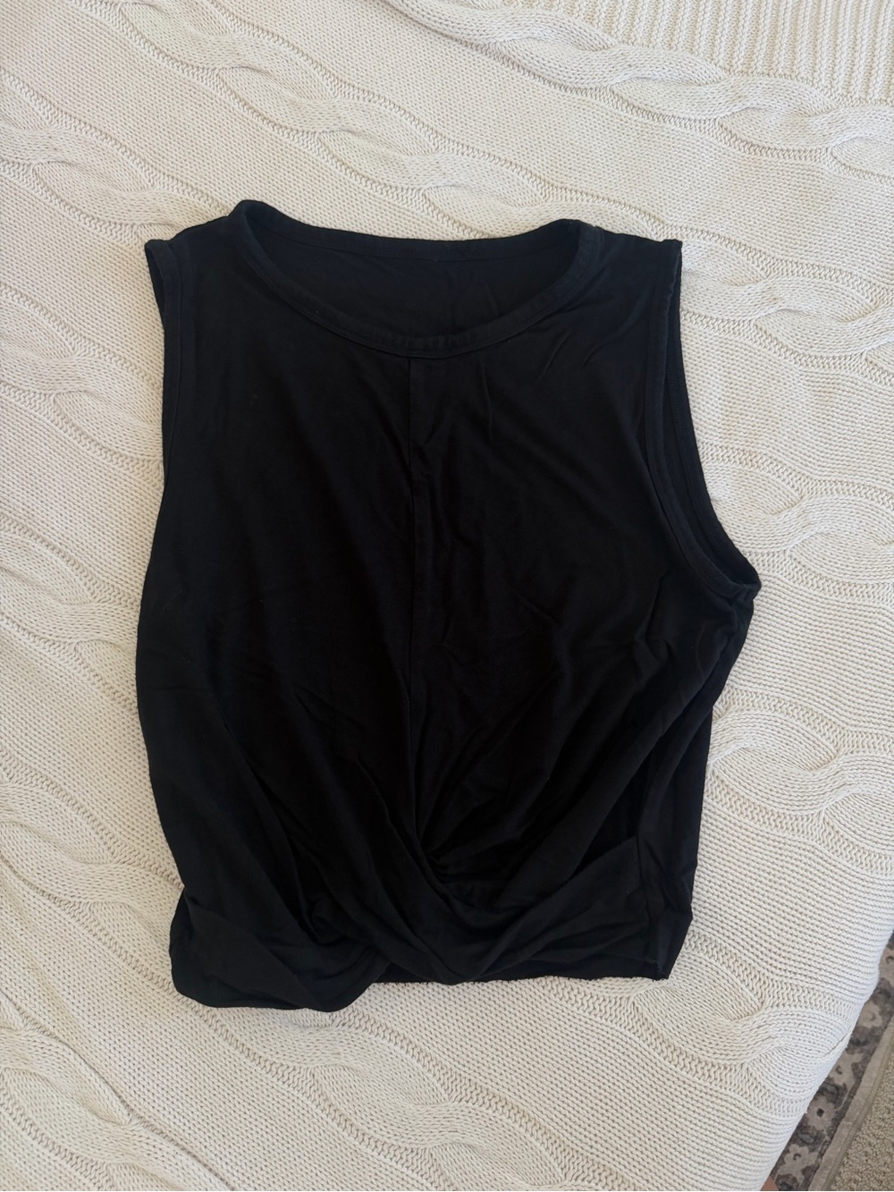 ALO Yoga Black Front-Knot Muscle Tank